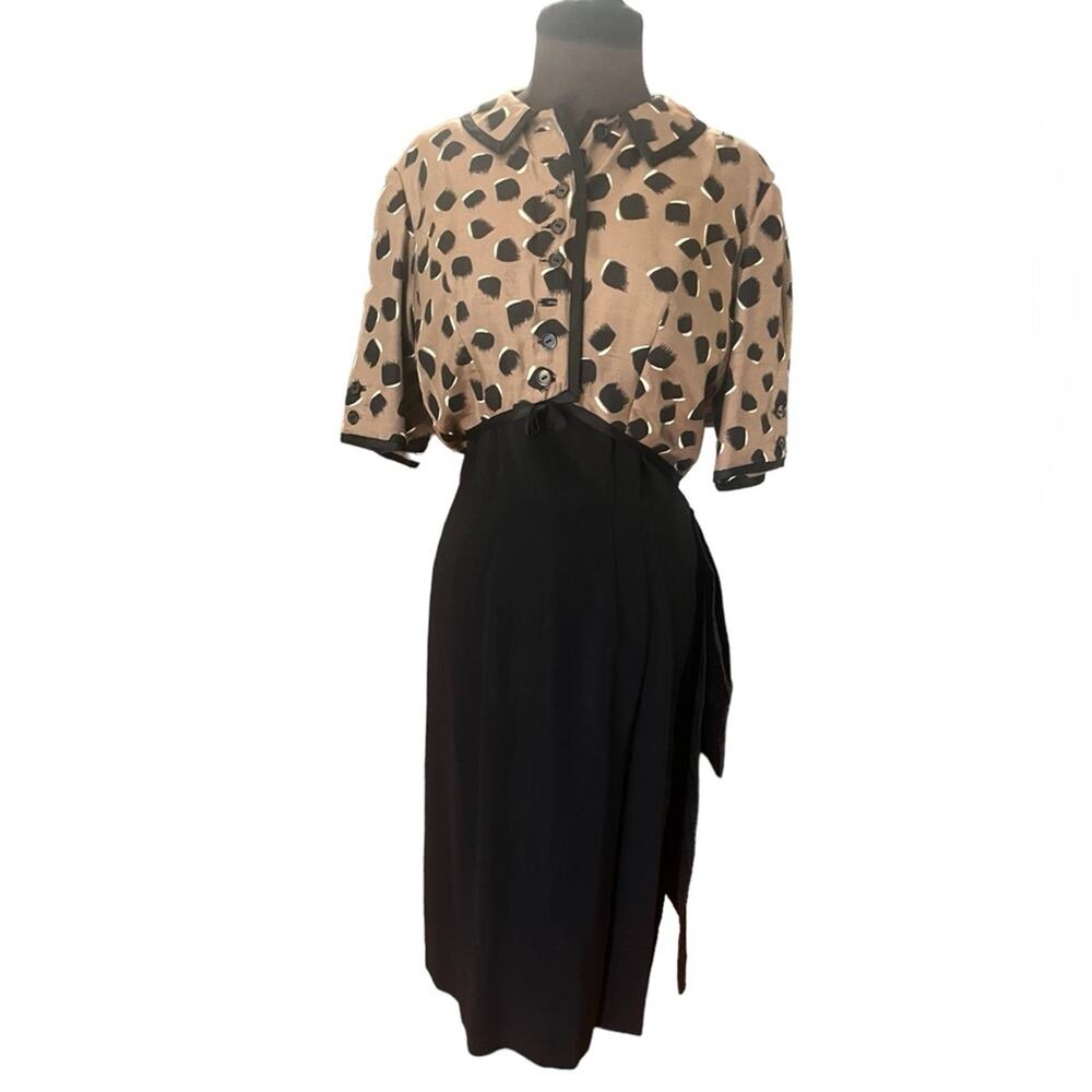 Vtg Cropped Blazer Mixed Material Glam Tradwife Modest Fanned Material Dress M